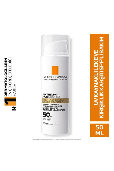 La Roche Posay Anthelios Age Correct Yaşlanma Karşıtı Nemlendiricili Hyalüronik Asitli SPF50 Güneş Kremi 50ml ürün görseli 1