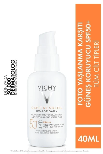 Vichy CAPITAL SOLEİL UV AGE DAILY SPF50 ILLUMİNATİNG-SHİNİNG FACE SUNSCREEN 40ML DKHAİR1236 ürün görseli 1