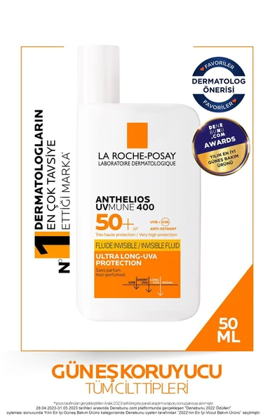 La Roche Posay ANTHELİOS UVMUNE400 GÖRÜNMEZ SIVI SPF50+CİLT AYDINLATICI YÜZ GÜNEŞ KREMİ 50 ML PSSN2867 ürün görseli 1