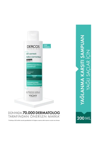 Vichy Dercos Oil Correct Dermatological Shampoo 200 ml ürün görseli 1