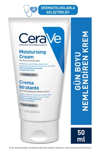CeraVe Mouisturising Cream Kuru ve Çok Kuru Ciltler İçin Anında Emilen Nemlendirici Bakım Kremi 50ml ürün görseli 1