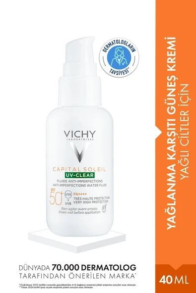 Vichy Capital Soleil UV Clear SPF50+ Sunscreen Suitable for Oily and Acne-Prone Skin 40 ML DEMBA4992 ürün görseli 1