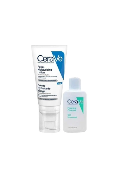CeraVe YÜZ KREMİ NORMAL KURUYA DÖNÜK CİLT 52ML+KÖPÜREN TEMİZLEYİCİ HEDİYE ürün görseli 1