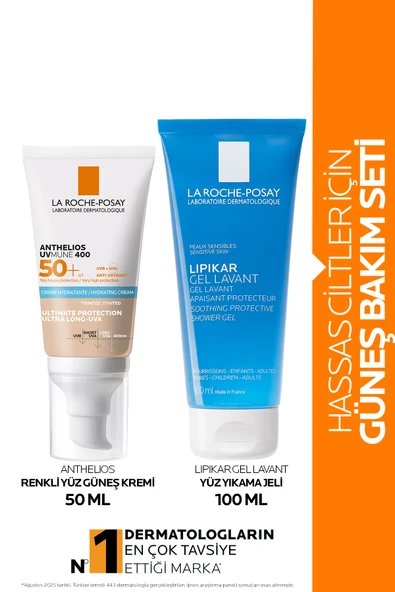 La Roche Posay Hassas Ciltler İçin Güneş Bakım Seti: Anthelios Renkli Yüz Güneş Kremi&Lipikar Yüz Temizleme Jeli ürün görseli 1