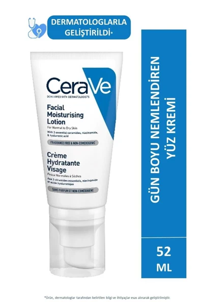 CeraVe Yüz Nemlendirici Normal & Kuruya Dönük Ciltler için Krem 52 ml ürün görseli 1