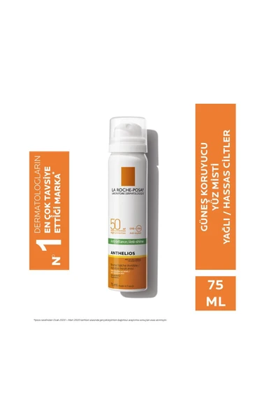 La Roche Posay Anthelios - Yağlı Ve Hassas Ciltler İçin Mist Formda Parlama Karşıtı SPF50+ Yüz Güneş Koruyucu 75 ml ürün görseli 1