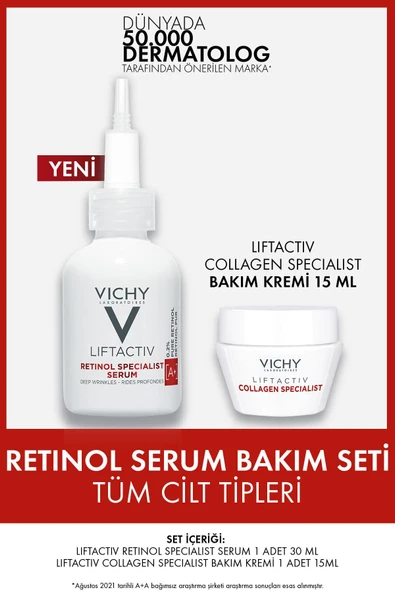 Vichy Liftactiv Retinol Specialist Derin Kırışıklık Karşıtı Serum 30ml + Collagen Specialist Kolajen ürün görseli 1