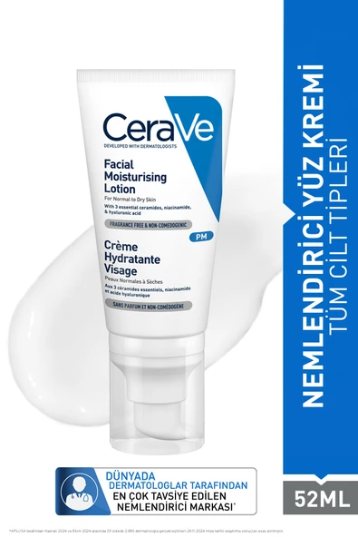 CeraVe Seramid & Hyalüronik Asit & Niasinamid İçeren Nemlendirici Yüz Kremi 52 ml ürün görseli 1