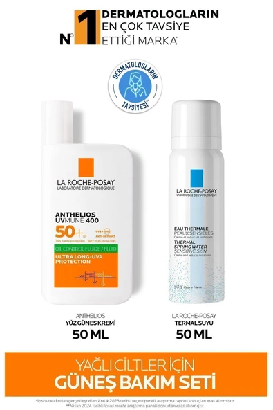 La Roche Posay Yağlı Ciltler İçin Güneş & Cilt Bakım Seti:Anthelios Oil Control Fluide Yüz Güneş Kremi &Termal Su ürün görseli 1