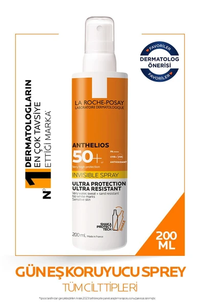 La Roche Posay ANTHELİOS SPF50+ INVİSİBLE MOİSTURİZİNG HİGH PROTECTİON BODY SUNSCREEN SPRAY 200ML PSSN1853 ürün görseli 1