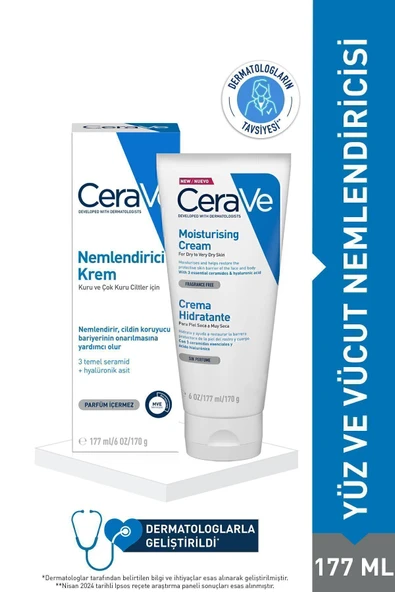 CeraVe Moisturizing and Nourishing Cream For Dry and Dehydrated Skin 177ML DkHair1770 ürün görseli 1