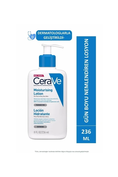 CeraVe Kuru Ciltler İçin Seramid ve Hyalüronik Asit İçerikli Anında Emilen Nemlendirici Losyon 236ml ürün görseli 1
