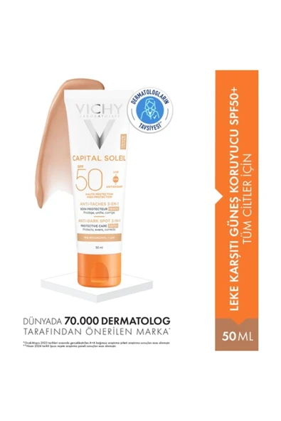 Vichy + Capital Soleil Spf 50+ Anti Dark Spots Leke Karşıtı Renkli Güneş Kremi 50 ml ürün görseli 1