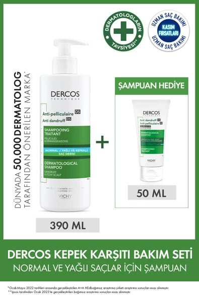 Vichy Dercos Kepek Karşıtı Bakım Seti (Normal/Yağlı Saçlar) ürün görseli 1