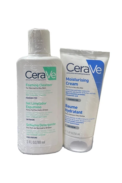 CeraVe Set - Köpüren Cleanser 88 ml + Moisturising Cream Kuru ve Çok Kuru Ciltler İçin 50 ürün görseli 1