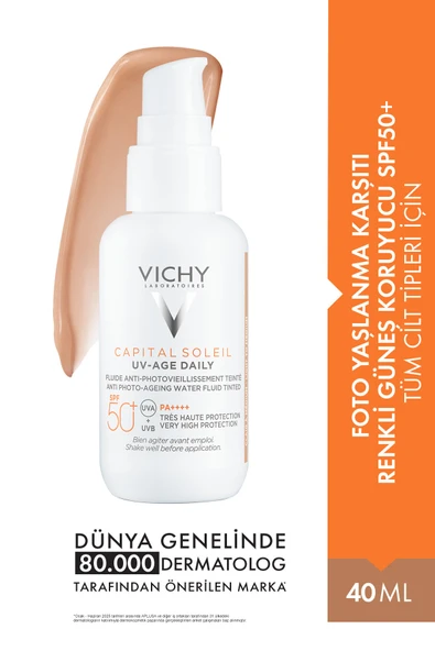 Vichy Capital Soleil Uv Age Daily Foto Yaşlanma Karşıtı Renkli Spf50+ Güneş Koruyucu Krem ürün görseli 1