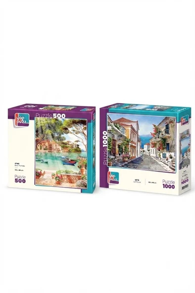 Sahil Sokak ve Güne Merhaba İkili Set - 1000 + 500 Parça İkili Puzzle Seti ürün görseli 1