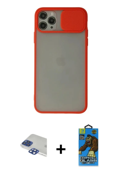 MARSİLYAN™- iPhone 11 Pro Max Kılıf Vadi Çizgi - Siyah 18D Cam Ekran Koruyucu + Pers Alüminyum Kamera Lens - LT ürün görseli 1