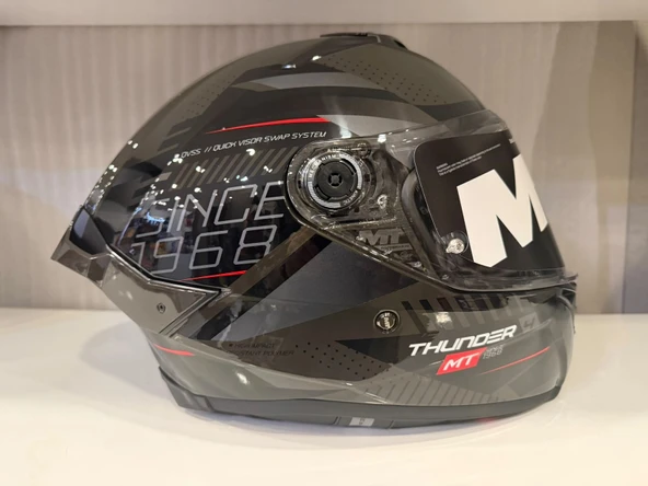KASK MT THUNDER 4R SV LUMİNENCE D1 PARLAK GRİ - Resim 3