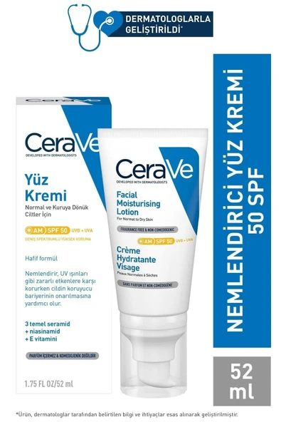 CeraVe Facial Moisturising SPF50 52ml + Köpüren Temizleyici Hediyeli 20ml ürün görseli 1