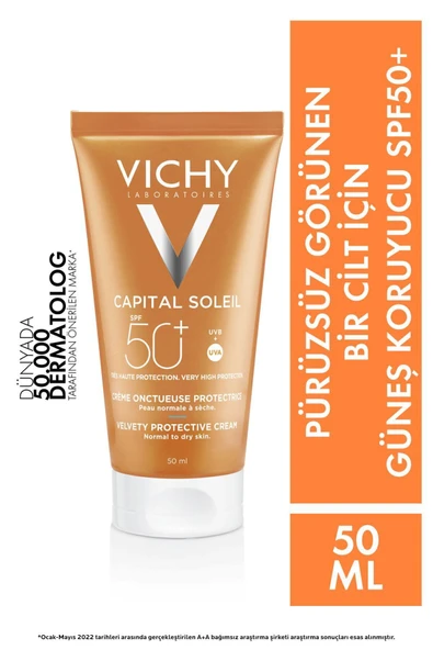 Vichy Capital Soleil Velvety Very High Protection Facial Sun Cream Spf 50+ 50 ML DKÜRÜN1509 ürün görseli 1