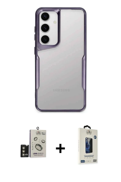 MARSİLYAN™- Galaxy S24 Kılıf Akış Çizgi Koleksiyonu - Siyah Bilvis Hayalet Cam Ekran Koruyucu + Bilvis Titan Kamera Lens ürün görseli 1