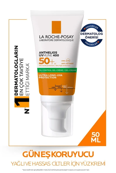 La Roche Posay ANTHELİOS OİL CONTROL GEL CREAM SPF50+FACİAL SUNSCREEN OİLY AND COMBİNATİON SKİN 50ML PSSN1702 ürün görseli 1