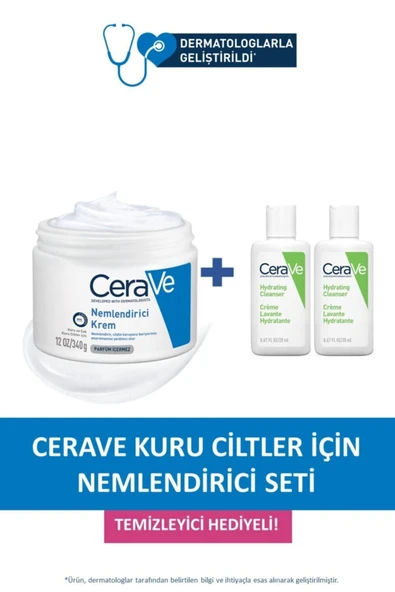 CeraVe Kuru Ciltler Için Nemlendirici Seti Temizleyici Hediyeli ürün görseli 1