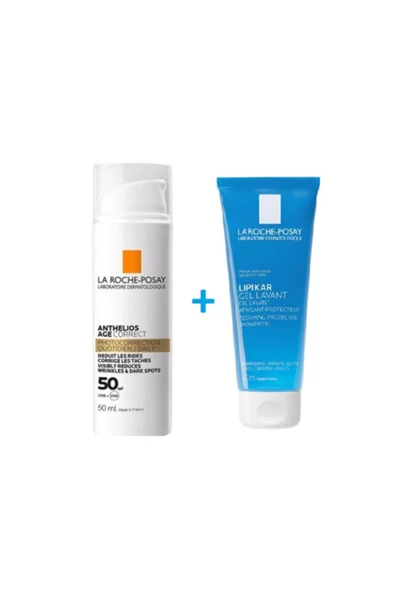 La Roche Posay La Roche-posay Anthelios Age Correct Daily Light Cream Spf50 50 Ml - Lipikar Gel Lavant 100 Ml - Set ürün görseli 1