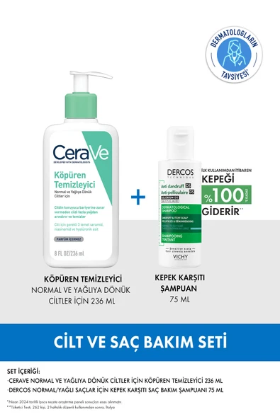 CeraVe Yağlı Ciltlere Özel Bakım Seti:Köpüren Temizleyici 236ml&Kepek Karşıtı Şampuan 75ml ürün görseli 1