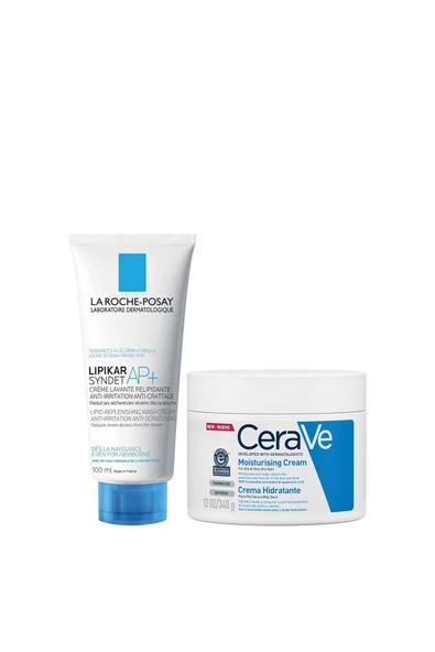 CeraVe Nemlendirici Krem 340 g + La Roche-Posay Lipikar Syndet Ap+ Vücut Yıkama Jeli 100 ml ürün görseli 1
