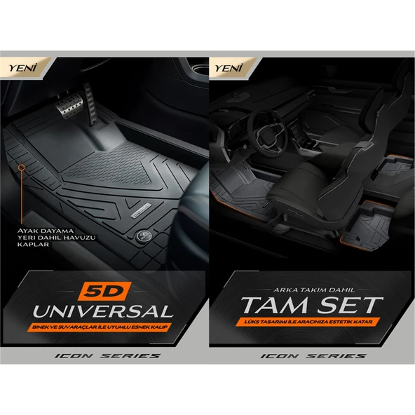 Promats İcon 5D Bej Üniversal Havuzlu Paspas 5 Parça - Resim 3
