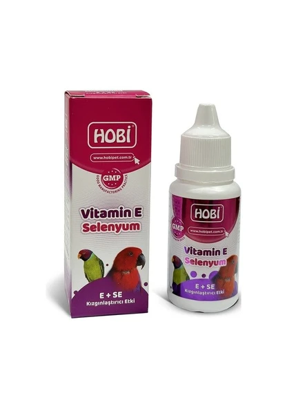 Hobi Tüm Kuşlar İçin  E Vitamini  + Selenyum ( Kızıştırıcı Özellikli Vitamin) 30 ML ürün görseli 1