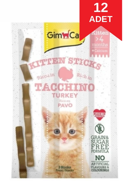 GimCat Sticks Kitten Hindili Yavru Kedi Ödül Çubuğu 9 Gr X 12 Adet ürün görseli 1