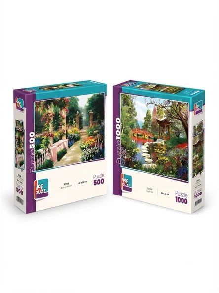 Çiçekli Göl ve Botanik Bahçesi İkili Set - 1000 + 500 Parça İkili Puzzle Seti ürün görseli 1