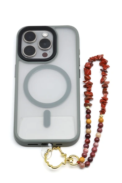 Mookaite Jasper-Red Jasper Doğal Taş Telefon Askısı - ANH-0133 ürün görseli 1