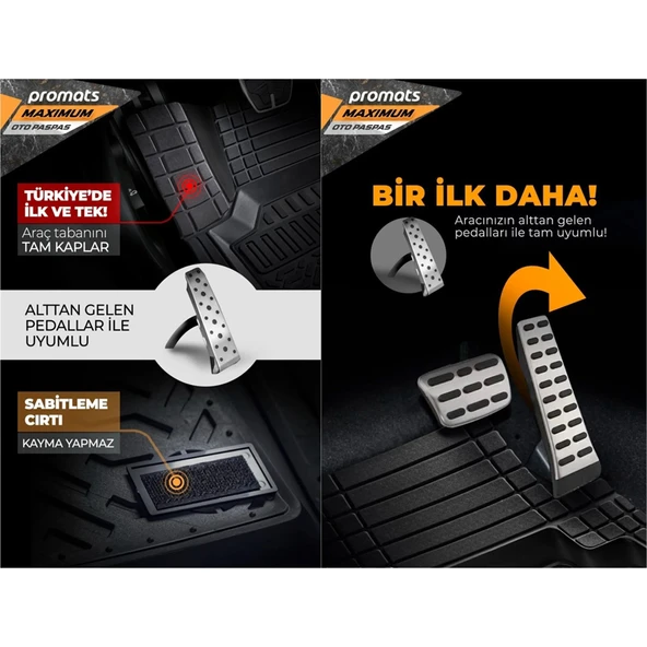 Promats Maximum 4D Siyah Üniversal Havuzlu Paspas 5 Parça - Resim 3
