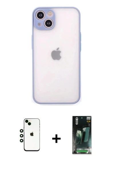 MARSİLYAN™- iPhone 14 Kılıf Ahenk Çizgi Serisi - Şeffaf 360 Full Body Arka Koruyucu + Shine Kamera Lens - YL ürün görseli 1