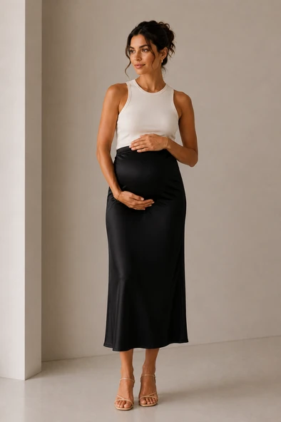 Luvmabelly MYRA9036- Saten Etek -Siyah ürün görseli 1