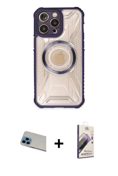 MARSİLYAN™- iPhone 13 Pro Max Kılıf Kutup Modern - Siyah Bilvis 3D Mat Cam Ekran Koruyucu + Rainbow Kamera Lens Koruma C ürün görseli 1