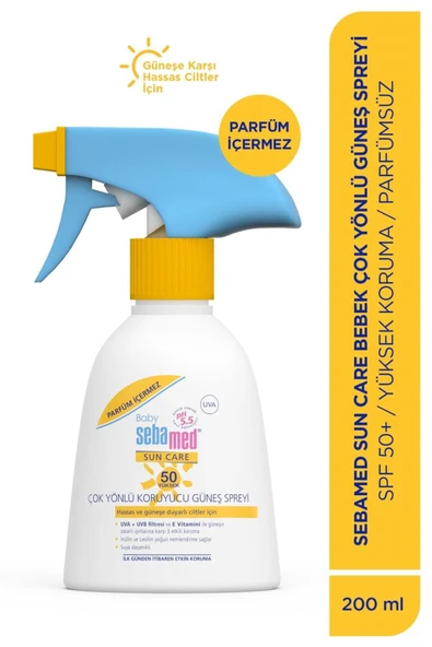 Sebamed Bebek Güneş Spreyi SPF 50+ 200 ml %98 UVA Korumalı UVB Filtreli Çok Yönlü Koruyucu Parfümsüz Hassas ürün görseli 1