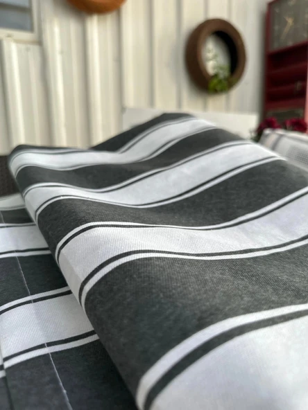 NİVEMESHOME BRANDA SİYAH - BEYAZ BALKON PERDESİ ürün görseli 1