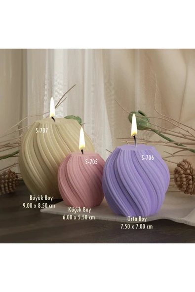 Örgü Mum Silikon Kalıp (3'lü Set) (S-708) ürün görseli 1