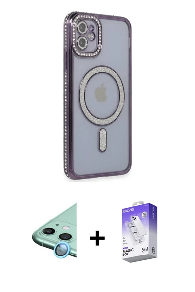 MARSİLYAN™- iPhone 11 Kılıf Zirve Doku Prime - Siyah Bilvis 5in1 3D Magic Cam Ekran Koruyucu + Raze Metal Kamera Lens - ürün görseli 1