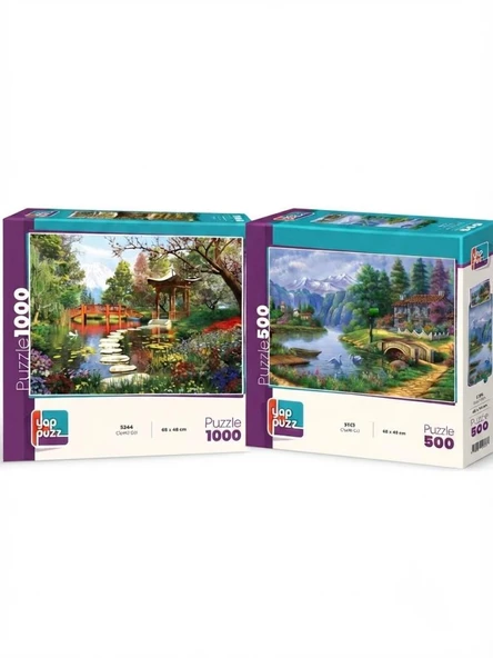 Eski Dünya Haritası ve Güne Merhaba İkili Set - 1000 + 500 Parça İkili Puzzle Seti ürün görseli 1