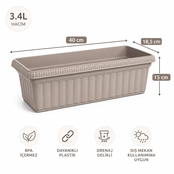 SERİNOVA BALKON SAKSI NO2 K.RENGİ ürün görseli 1