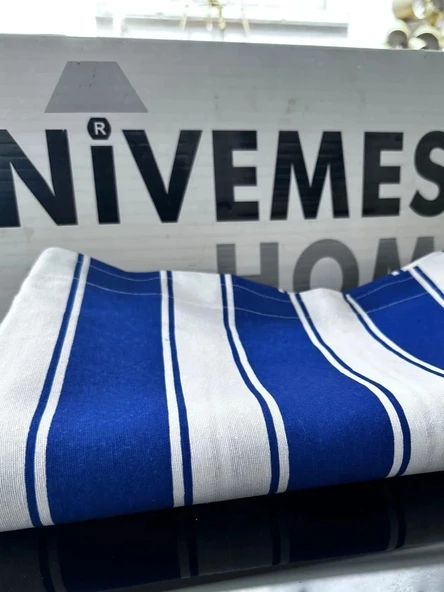 NİVEMESHOME BRANDA MAVİ - BEYAZ BALKON PERDESİ ürün görseli 1