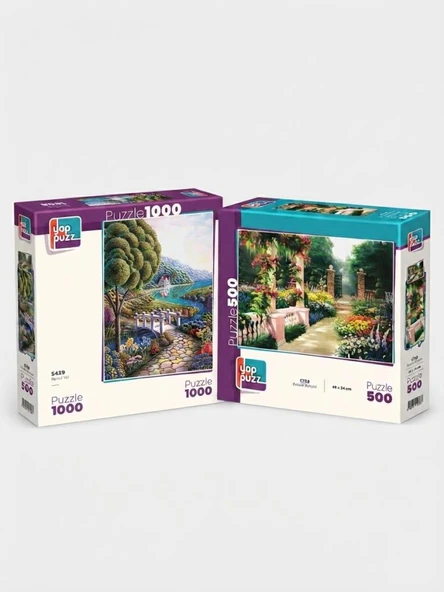 Renkli Yol ve Botanik Bahçesi İkili Set - 1000 + 500 Parça İkili Puzzle Seti ürün görseli 1