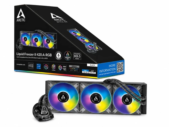 ARCTIC Liquid Freezer II 420-A-RGB 420mm Siyah Sıvı İşlemci Soğutucu 3x140mm fan ürün görseli 1