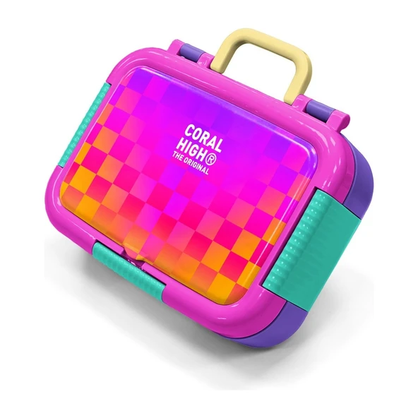 Coral High Kids Neon Renkli Dama Desenli Paslanmaz Çelik Beslenme Kabı 39103 ürün görseli 1